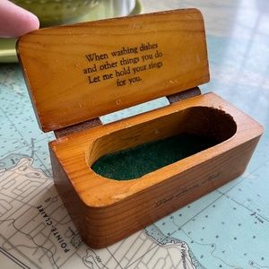 Vintage Handmade Wooden Ring Keeper Box